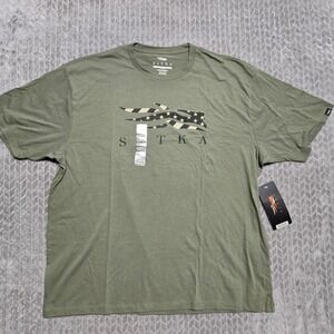 SITKA Gear Mens Icon Flag Camo Olive Green XXL Short Sleeve Graphic T-Shirt NEW